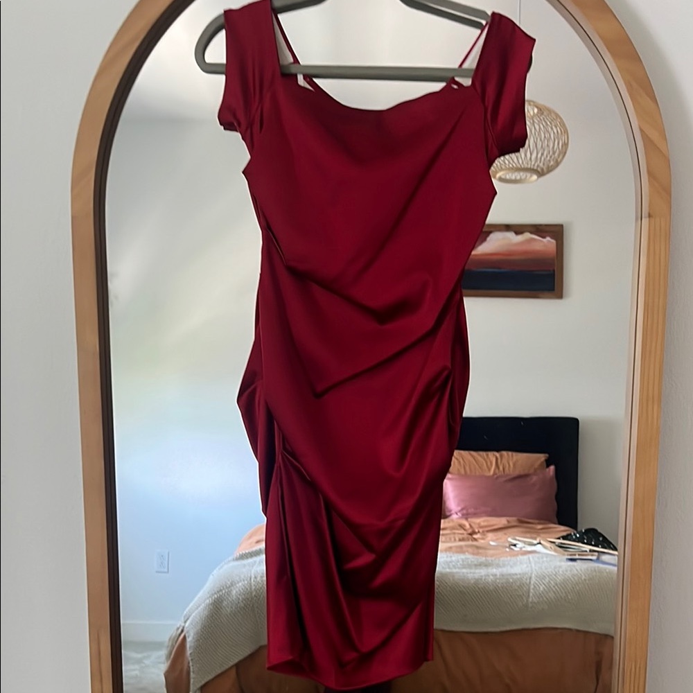 Betsy & Adam Red Bodycon Mini Dress Cap Sleeve